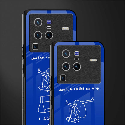 sick skateboarder blue doodle glass case for vivo x80 pro 5g image-2