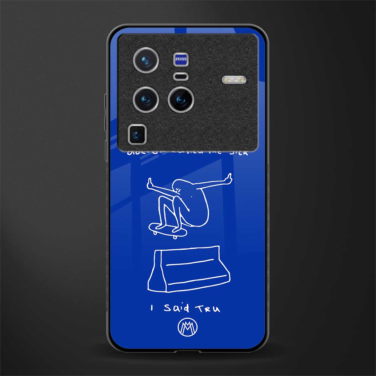 sick skateboarder blue doodle glass case for vivo x80 pro 5g image