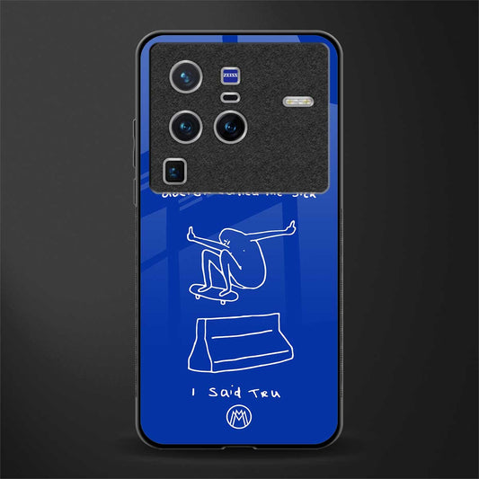 sick skateboarder blue doodle glass case for vivo x80 pro 5g image