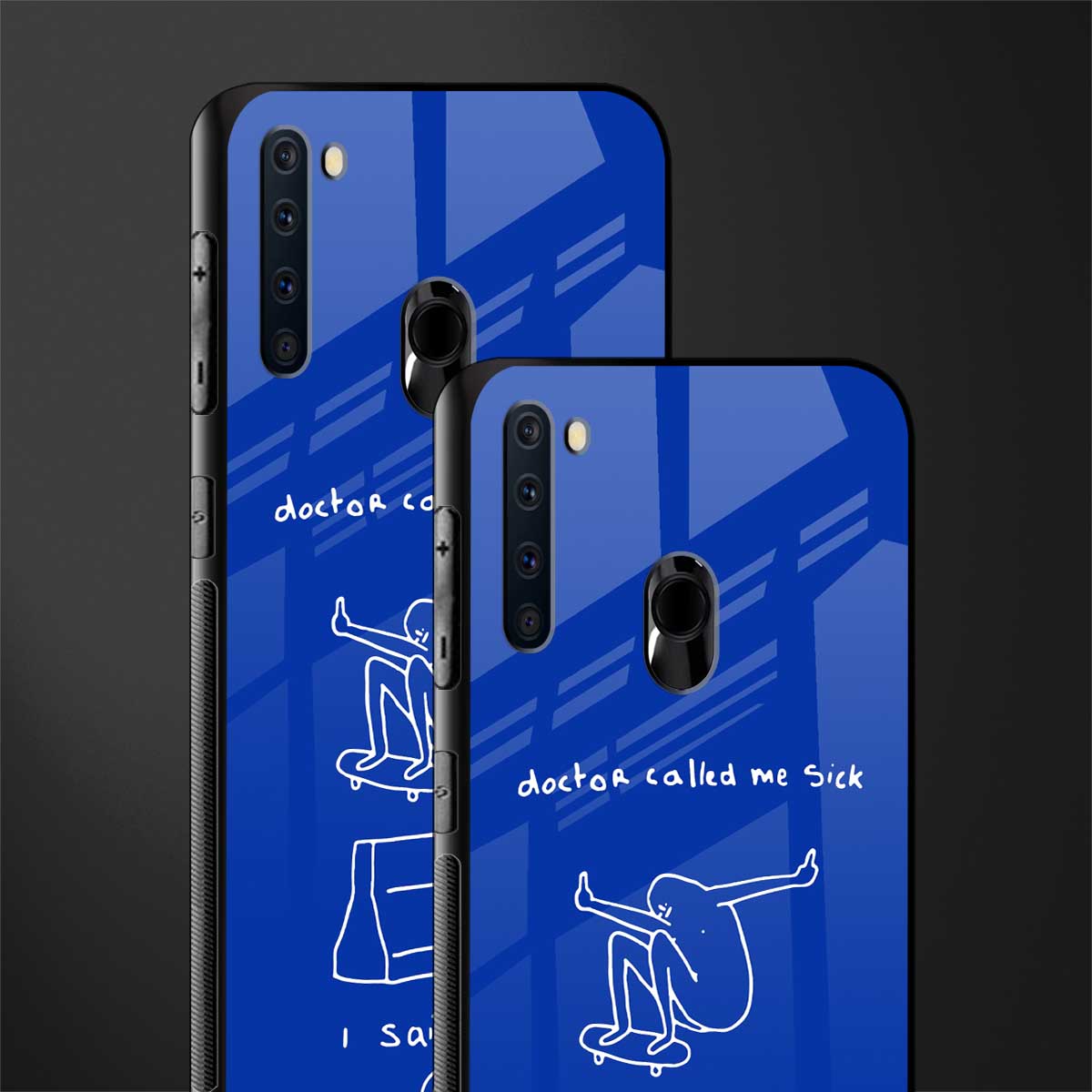 sick skateboarder blue doodle glass case for samsung a21 image-2