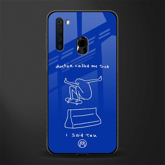 sick skateboarder blue doodle glass case for samsung a21 image