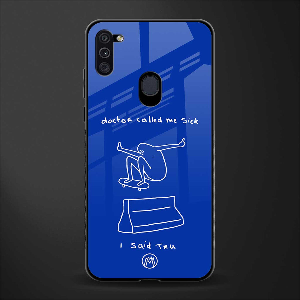 sick skateboarder blue doodle glass case for samsung a11 image