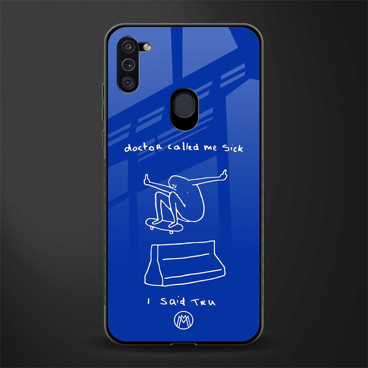 sick skateboarder blue doodle glass case for samsung a11 image