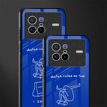 sick skateboarder blue doodle glass case for vivo x80 image-2