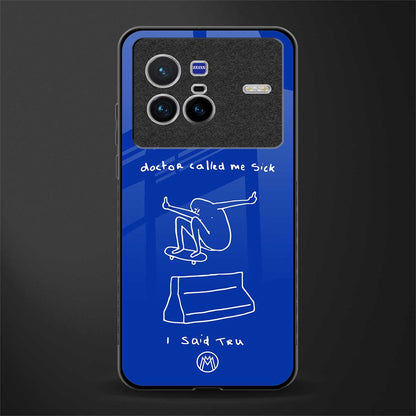 sick skateboarder blue doodle glass case for vivo x80 image