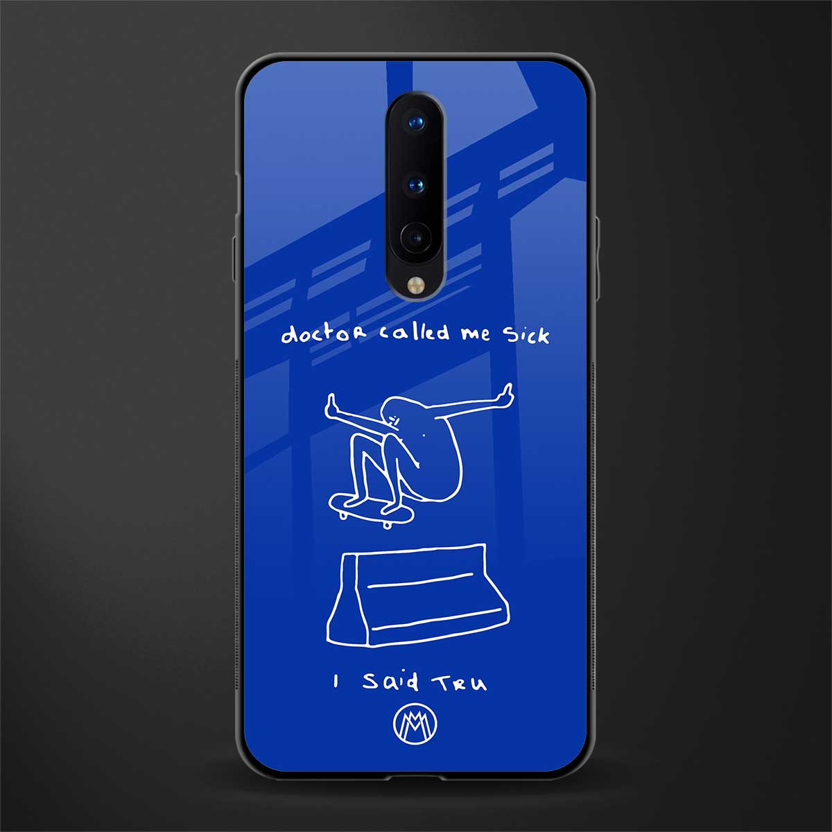 sick skateboarder blue doodle glass case for oneplus 8 image