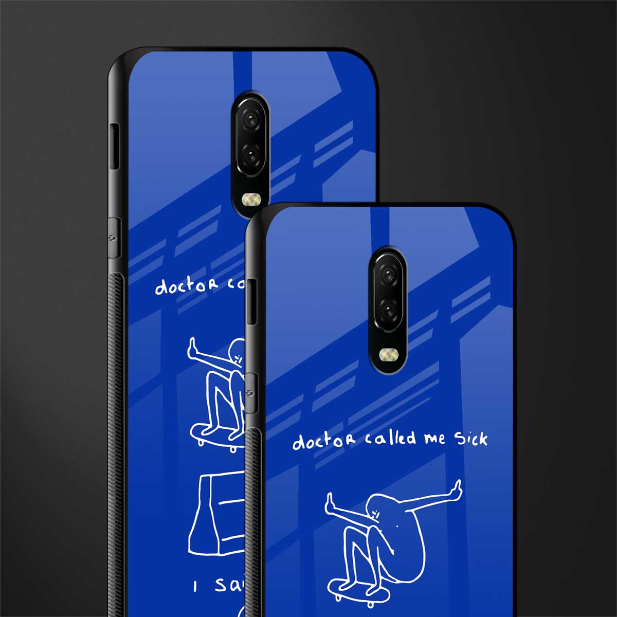 sick skateboarder blue doodle glass case for oneplus 6t image-2
