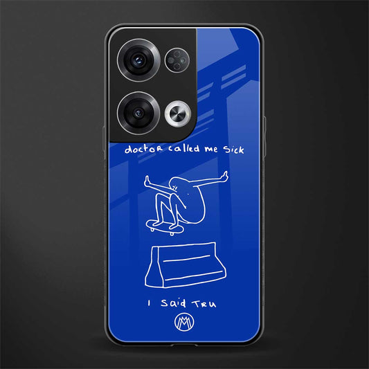 sick skateboarder blue doodle back phone cover | glass case for oppo reno 8