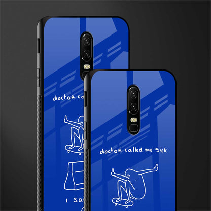 sick skateboarder blue doodle glass case for oneplus 6 image-2