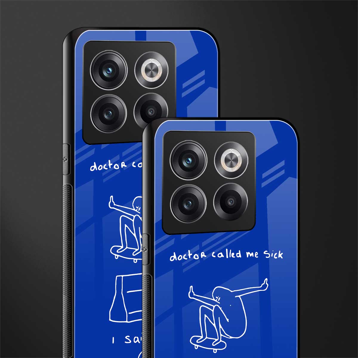 sick skateboarder blue doodle back phone cover | glass case for oneplus 10t