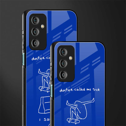 sick skateboarder blue doodle back phone cover | glass case for samsung galaxy f23 5g