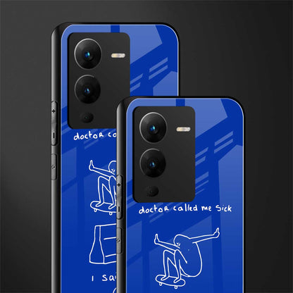 sick skateboarder blue doodle back phone cover | glass case for vivo v25 pro 5g