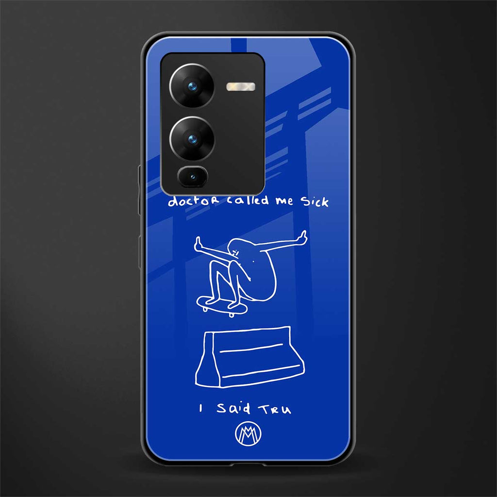 sick skateboarder blue doodle back phone cover | glass case for vivo v25 pro 5g