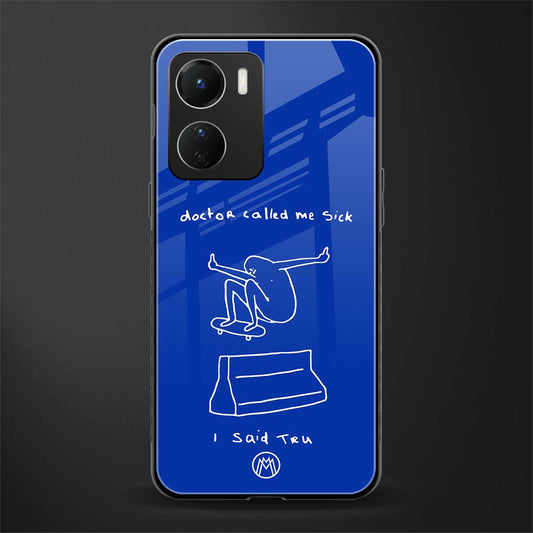 sick skateboarder blue doodle back phone cover | glass case for vivo y16