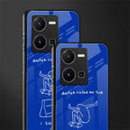 sick skateboarder blue doodle back phone cover | glass case for vivo y35 4g