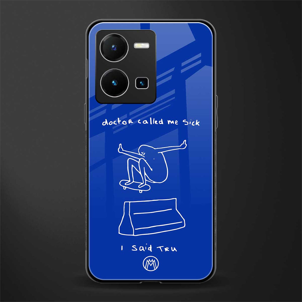 sick skateboarder blue doodle back phone cover | glass case for vivo y35 4g
