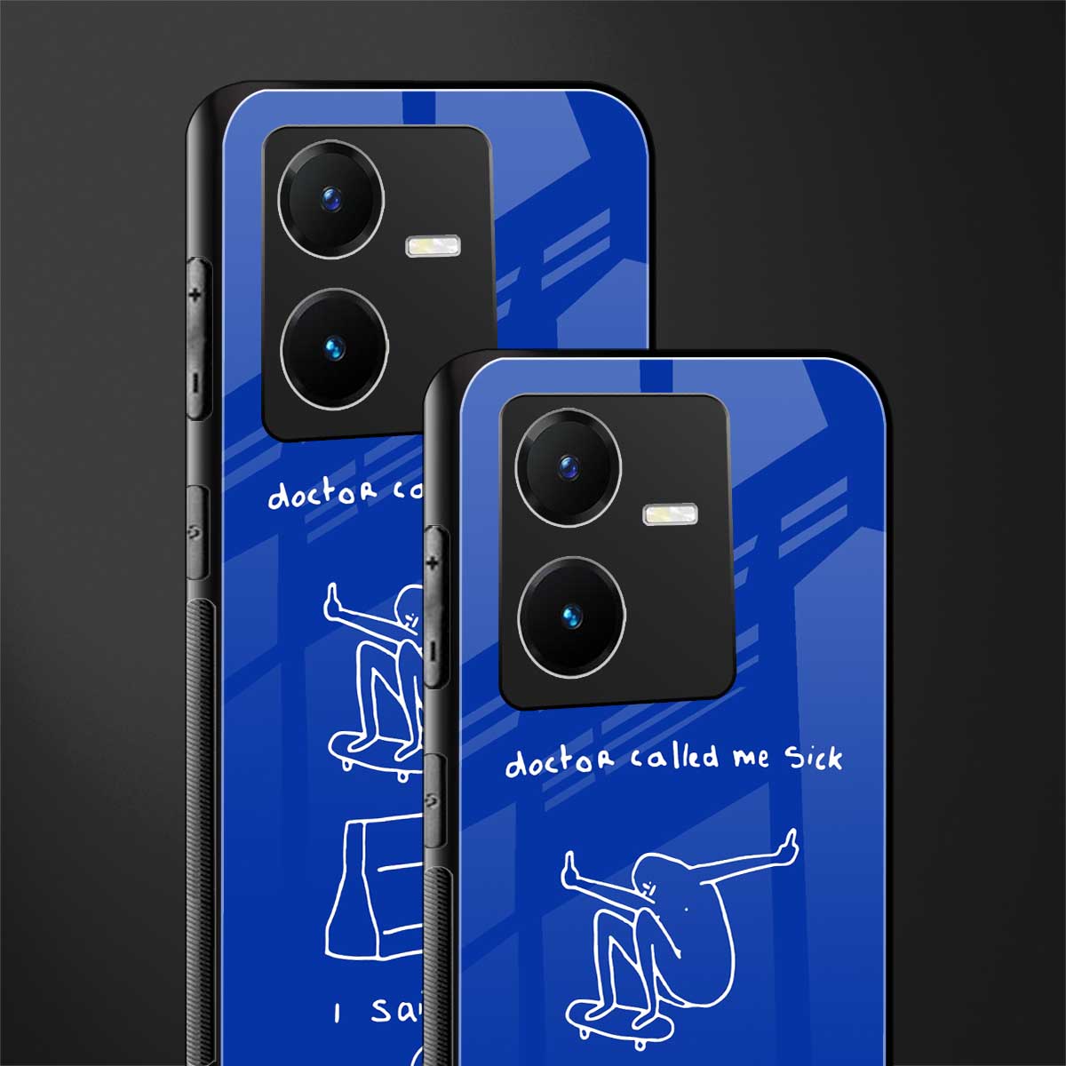sick skateboarder blue doodle back phone cover | glass case for vivo y22