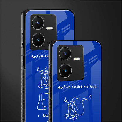 sick skateboarder blue doodle back phone cover | glass case for vivo y22