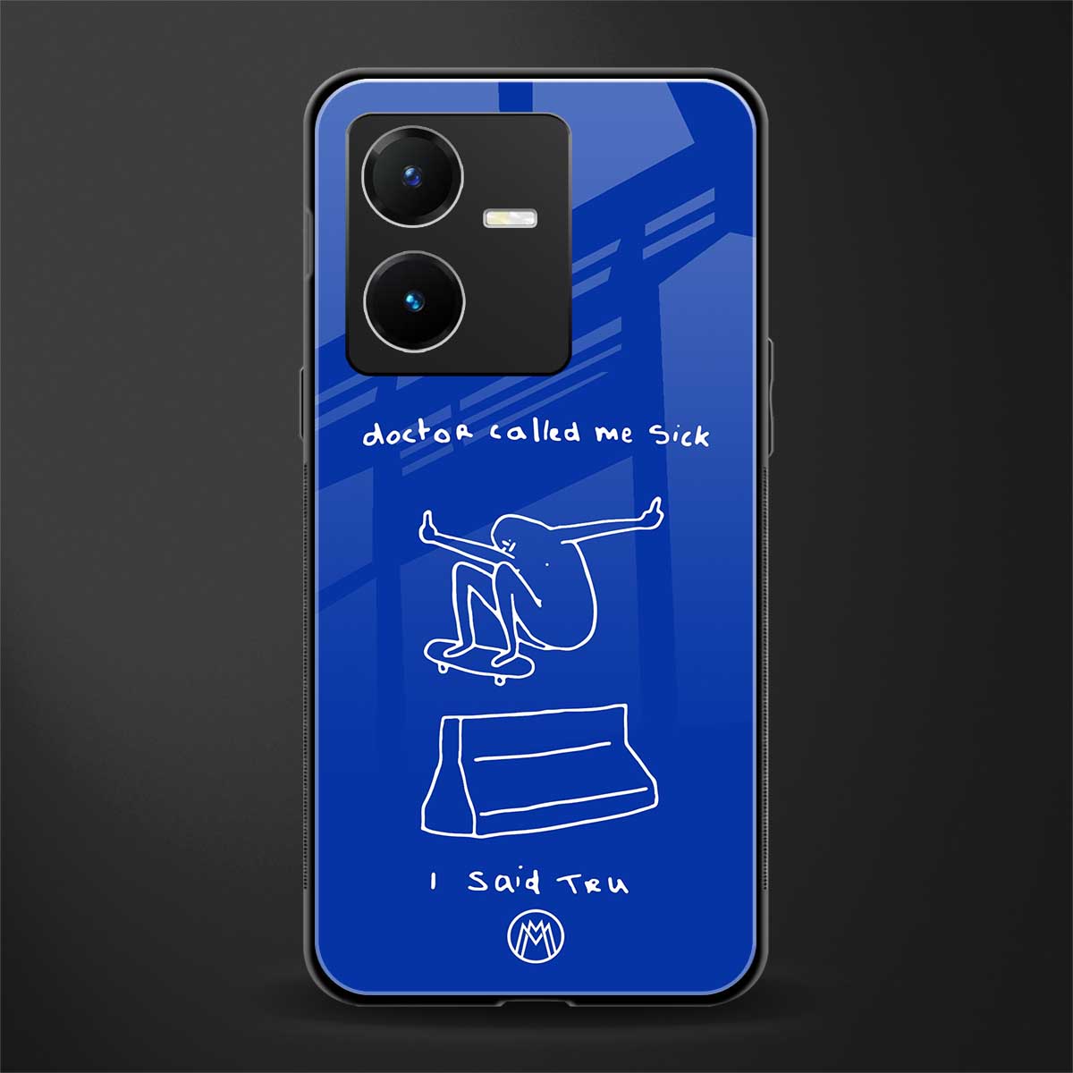 sick skateboarder blue doodle back phone cover | glass case for vivo y22