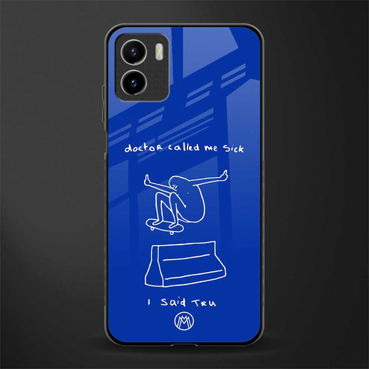 sick skateboarder blue doodle back phone cover | glass case for vivo y15c
