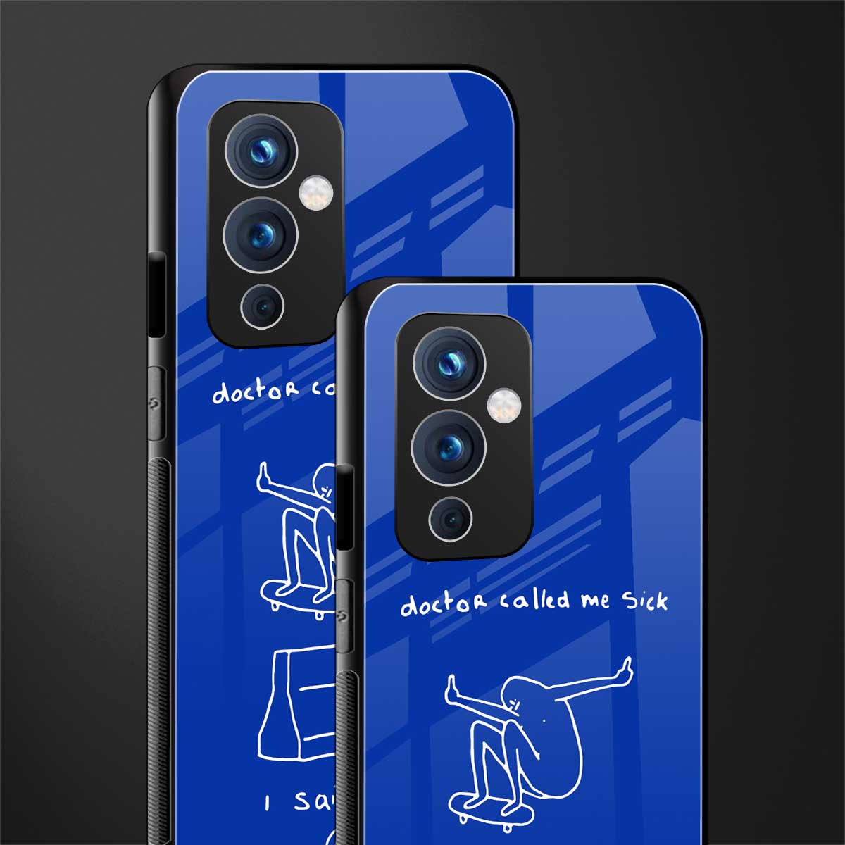 sick skateboarder blue doodle back phone cover | glass case for oneplus 9