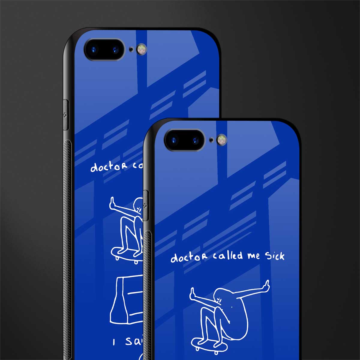 sick skateboarder blue doodle glass case for iphone 7 plus image-2