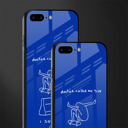 sick skateboarder blue doodle glass case for iphone 7 plus image-2