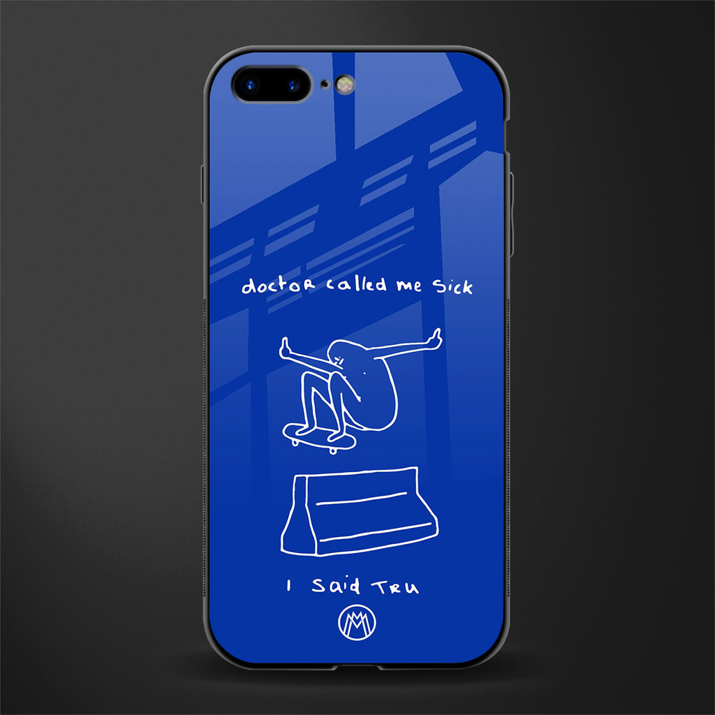sick skateboarder blue doodle glass case for iphone 7 plus image