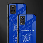 sick skateboarder blue doodle back phone cover | glass case for vivo v21e 4g