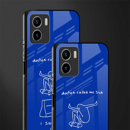sick skateboarder blue doodle back phone cover | glass case for vivo y72