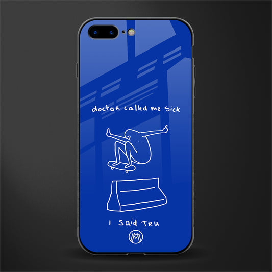 sick skateboarder blue doodle glass case for iphone 8 plus image