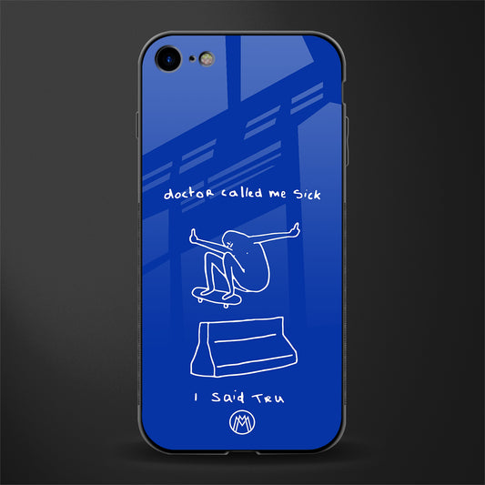 sick skateboarder blue doodle glass case for iphone 8 image