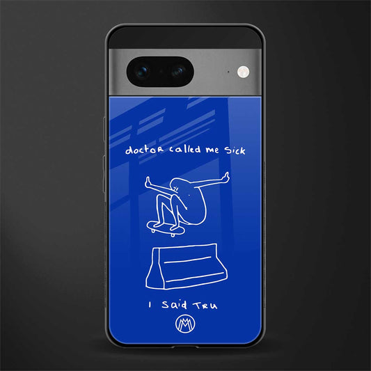 sick skateboarder blue doodle back phone cover | glass case for google pixel 7