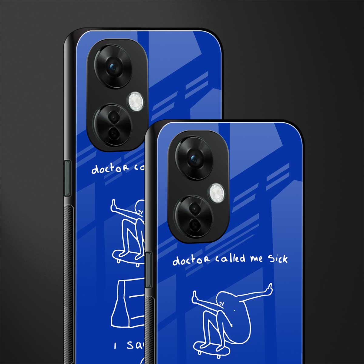 sick skateboarder blue doodle back phone cover | glass case for oneplus nord ce 3 lite