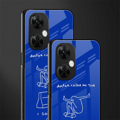 sick skateboarder blue doodle back phone cover | glass case for oneplus nord ce 3 lite