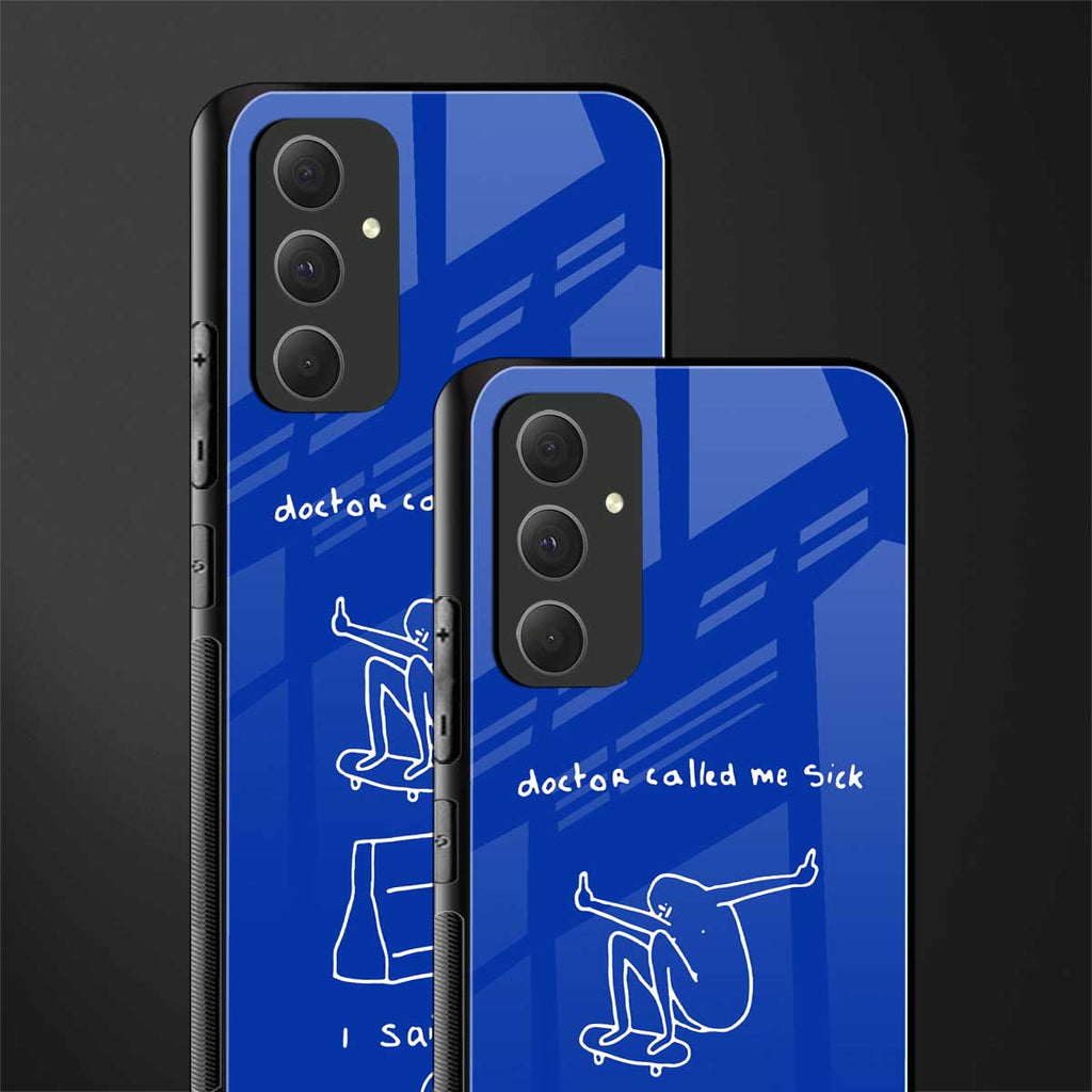 sick skateboarder blue doodle back phone cover | glass case for samsung galaxy a54 5g