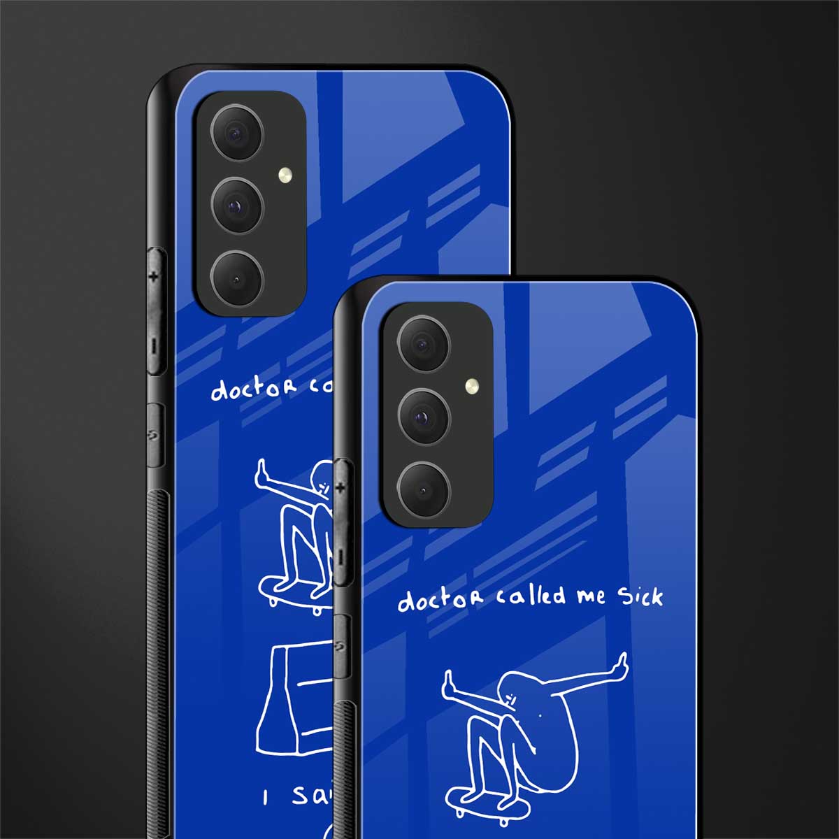 sick skateboarder blue doodle back phone cover | glass case for samsung galaxy a54 5g
