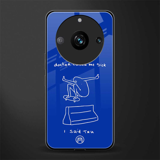 sick skateboarder blue doodle back phone cover | glass case for realme 11 pro 5g
