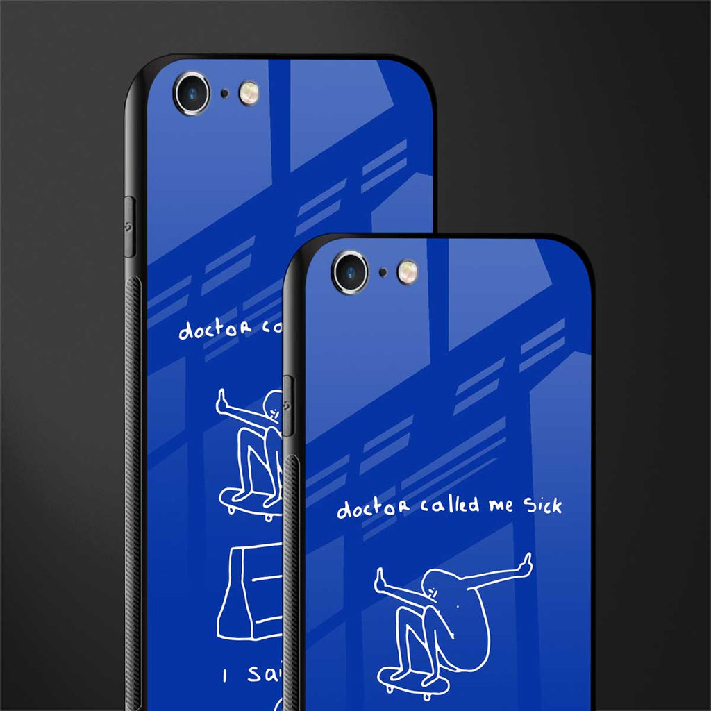 sick skateboarder blue doodle glass case for iphone 6 plus image-2