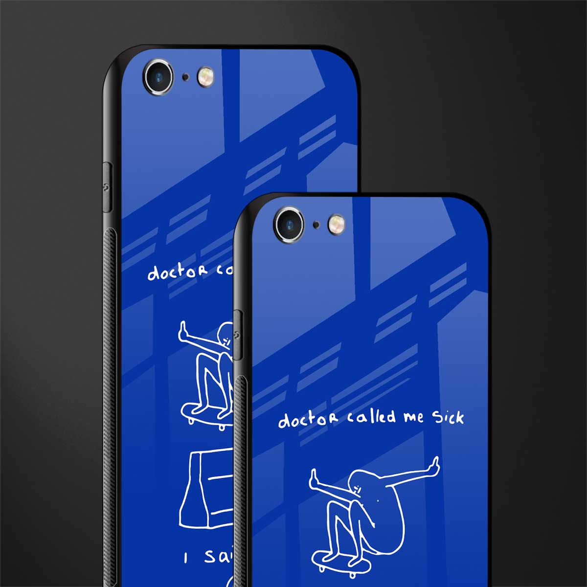 sick skateboarder blue doodle glass case for iphone 6 plus image-2