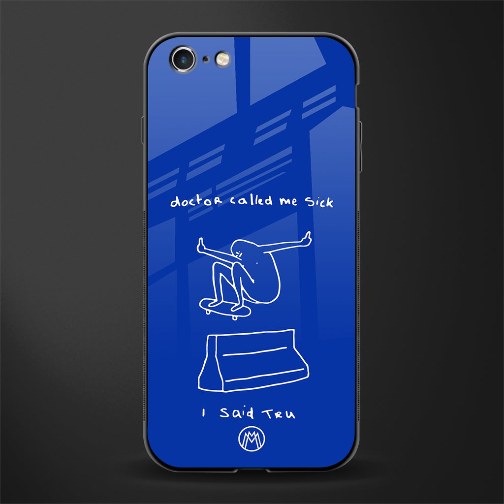sick skateboarder blue doodle glass case for iphone 6 plus image
