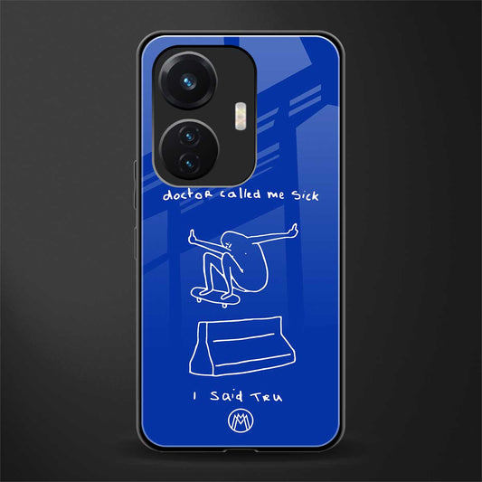 sick skateboarder blue doodle back phone cover | glass case for vivo t1 44w 4g