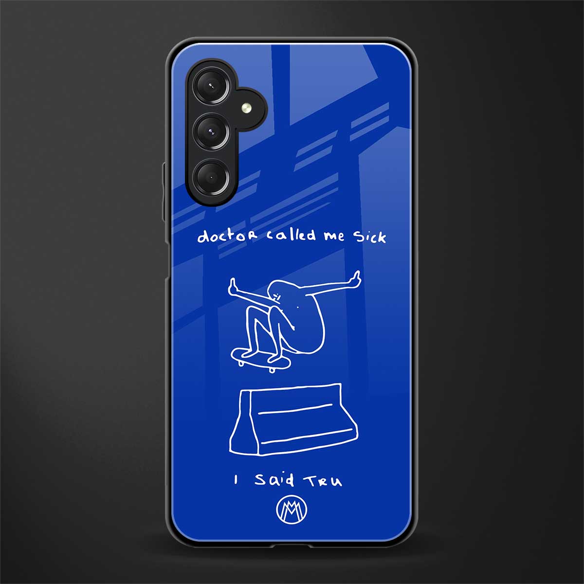sick skateboarder blue doodle back phone cover | glass case for samsun galaxy a24 4g