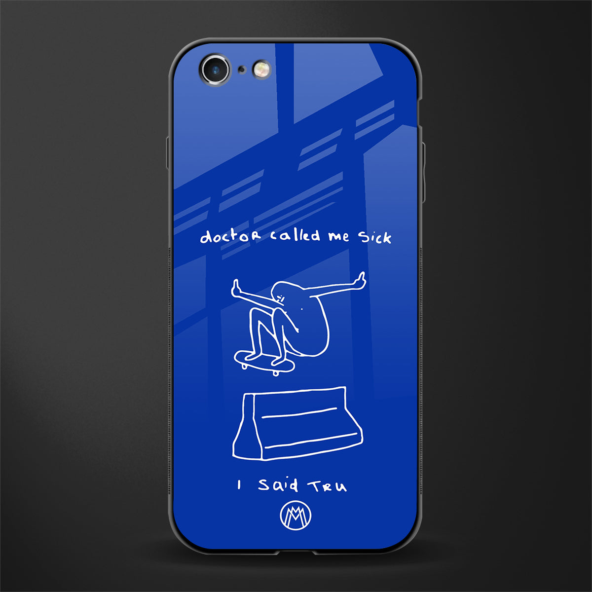 sick skateboarder blue doodle glass case for iphone 6 image