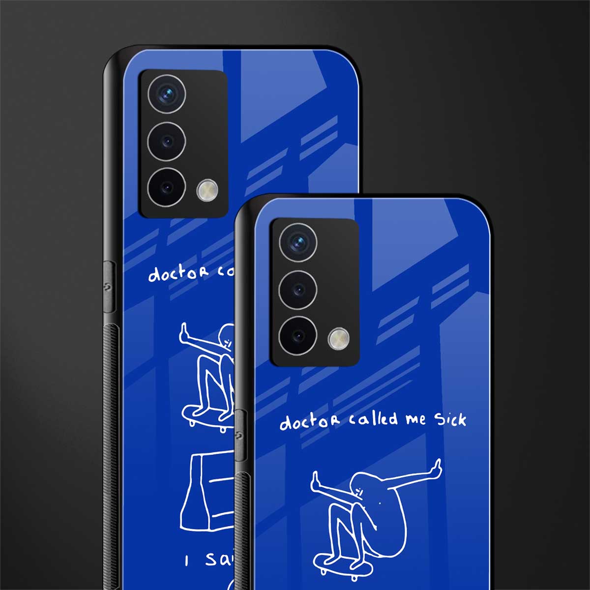 sick skateboarder blue doodle back phone cover | glass case for oppo a74 4g