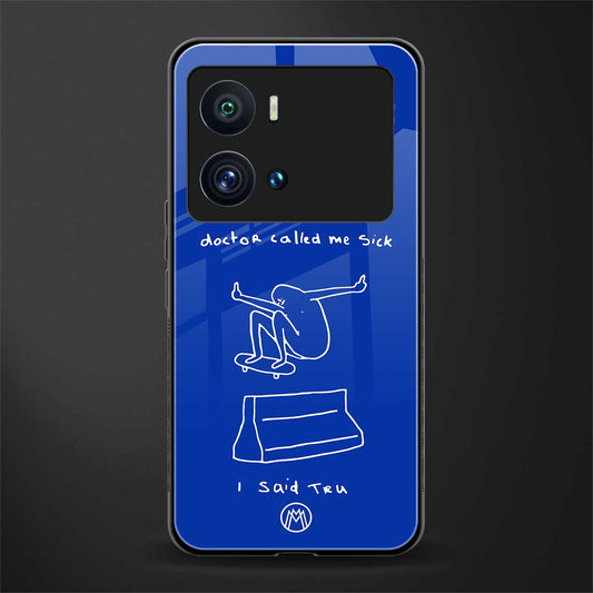 sick skateboarder blue doodle back phone cover | glass case for iQOO 9 Pro