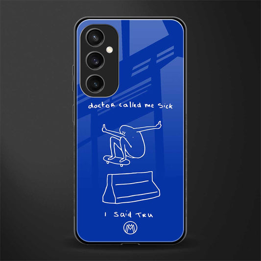 sick skateboarder blue doodle back phone cover | glass case for samsung galaxy s23 fe 5g