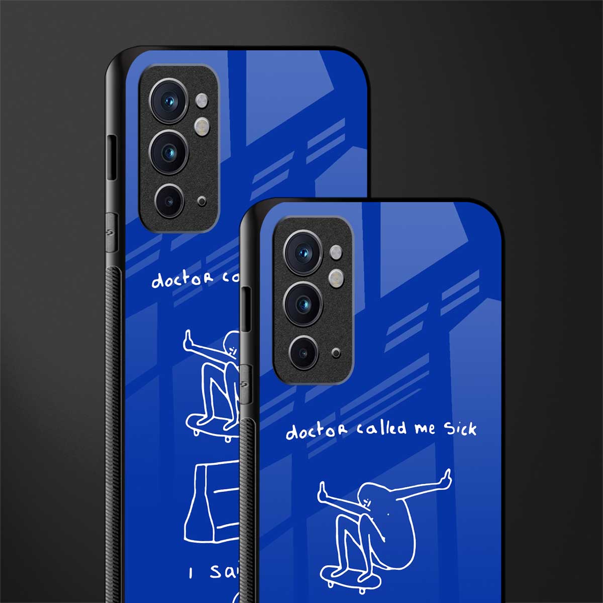 sick skateboarder blue doodle glass case for oneplus 9rt image-2