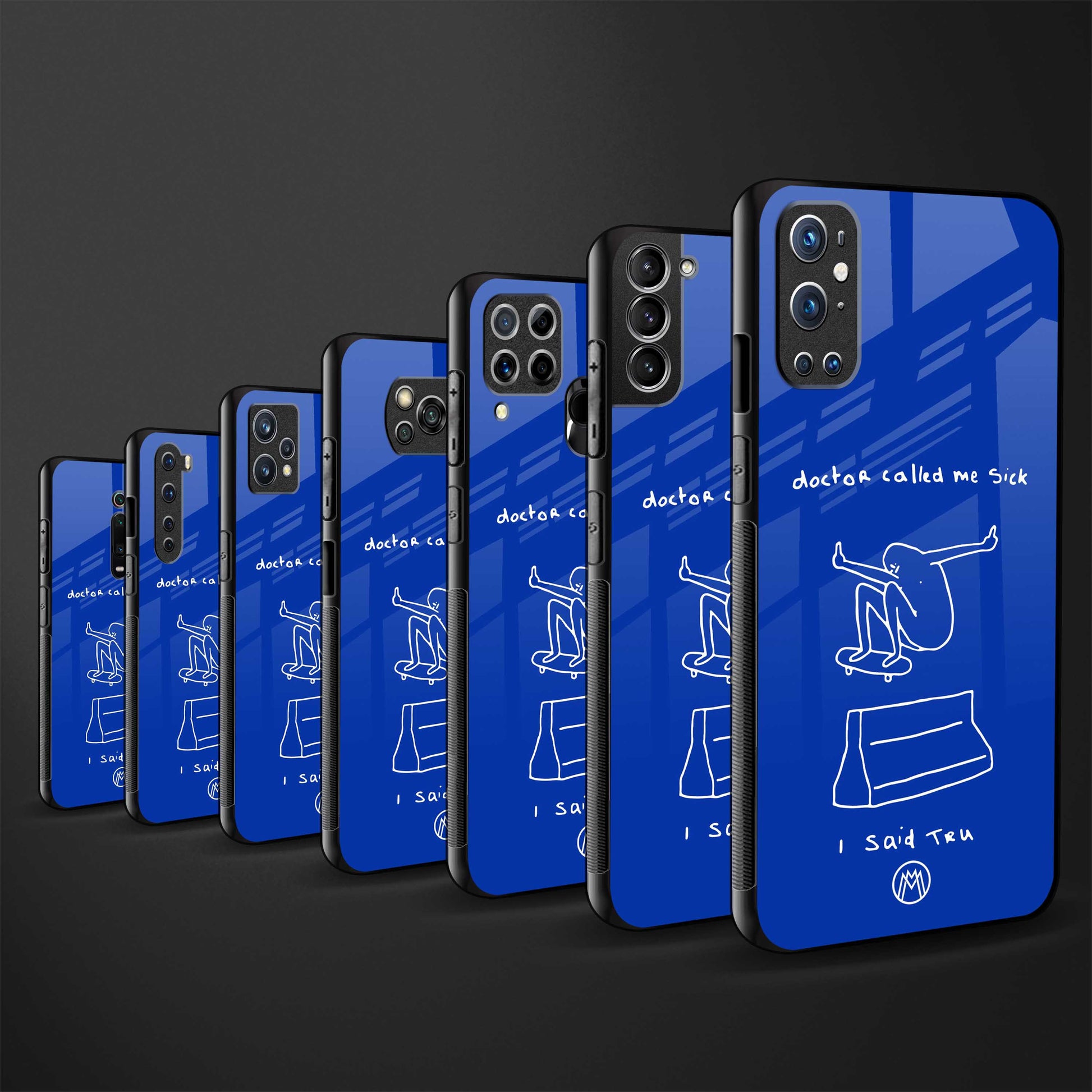 sick skateboarder blue doodle glass case for vivo v15 pro image-3