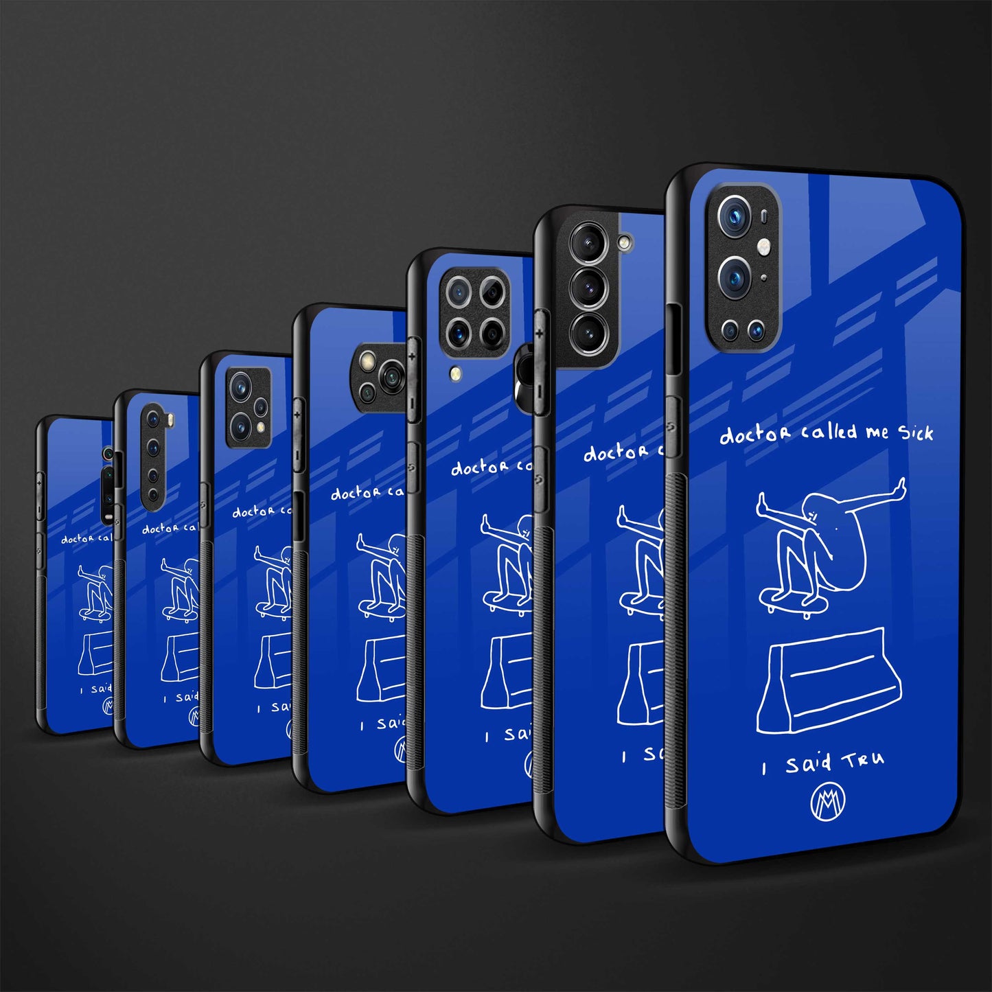 sick skateboarder blue doodle glass case for iphone 7 image-3
